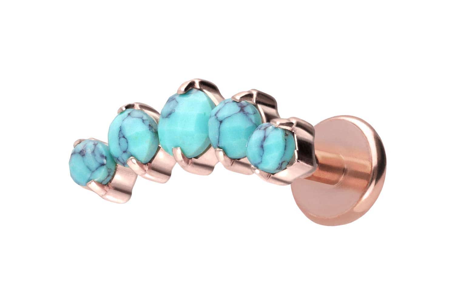 Titan Labret Piercing mit Push Fit 5 SYNTHETISCHE TÜRKISE